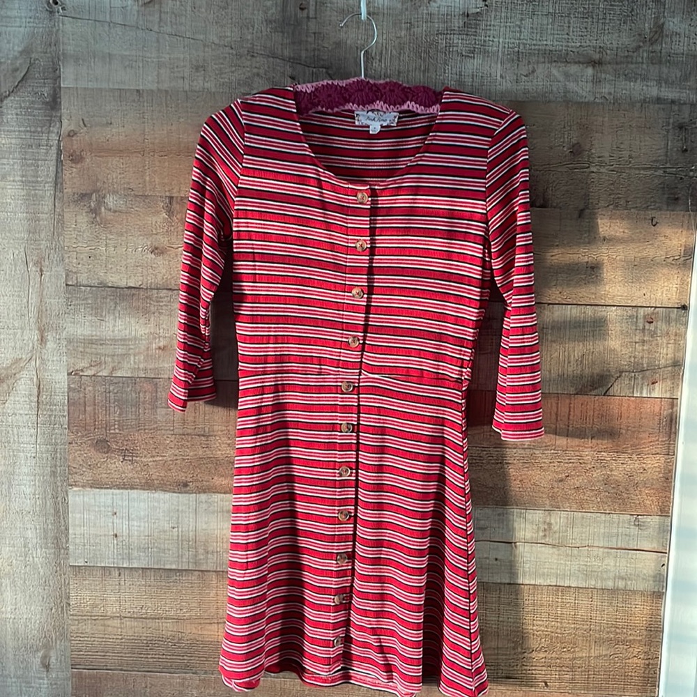 Pink Rose Striped Dress